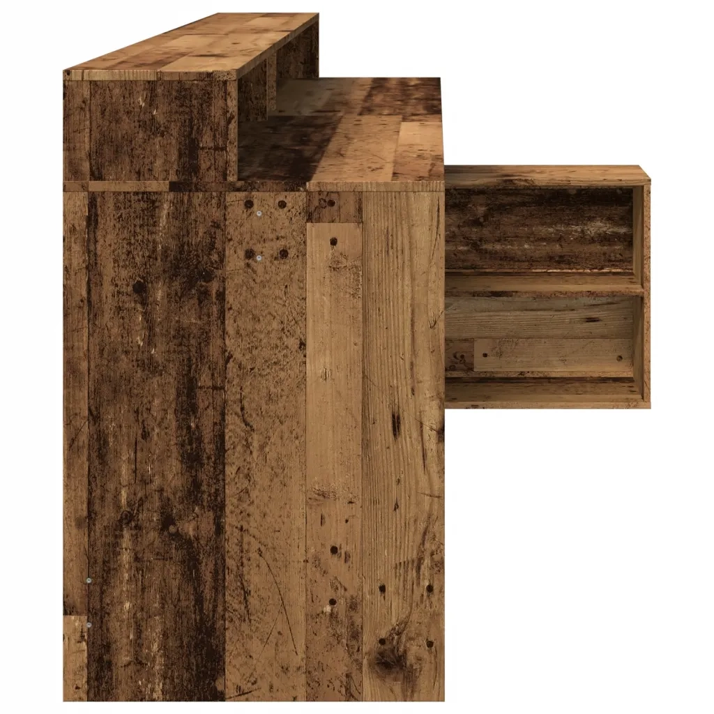 vidaXL Scrivania con Luci LED Legno Antico 200x104x91 cm in Truciolato