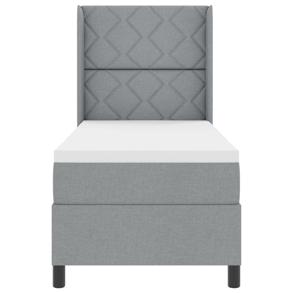 Letto a molle con materasso e luce LED grigio chiaro 80x200 cm in tessuto