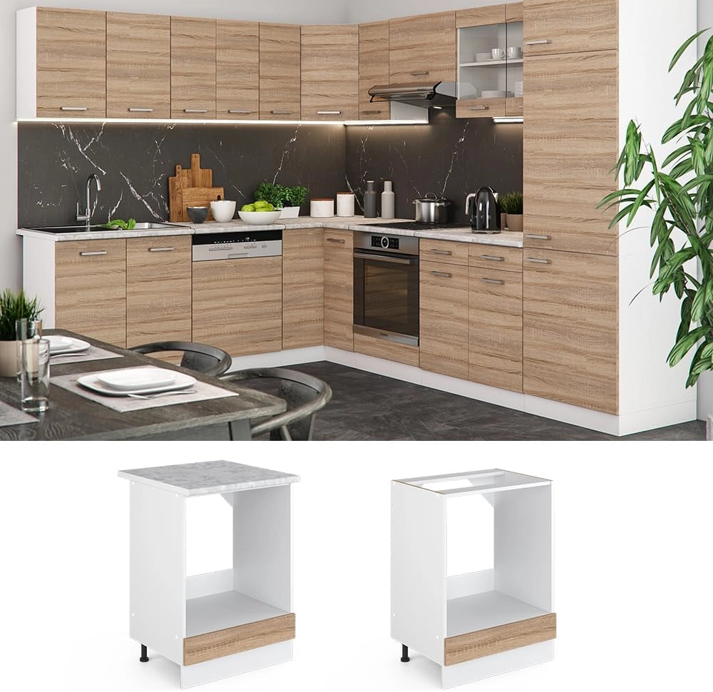 Mobile per forno da incasso R-Line, Sonoma, 60 cm senza piano di lavoro, per la libera combinazione all'interno di sistemi cucina modulari