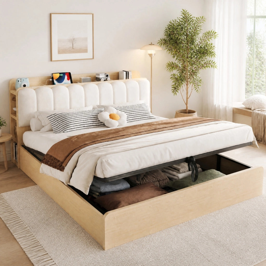 Letto matrimoniale 180x200 con contenitore idraulico e USB