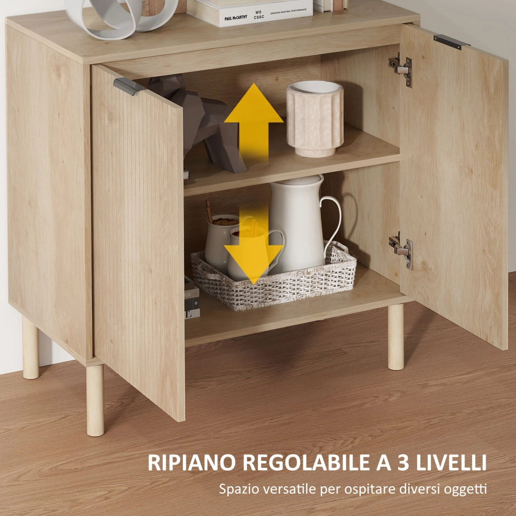 Mobile Contenitore in Legno a 2 Livelli con Ripiano Regolabile ¨C zephmum ¨C Rovere 78x40x78 cm