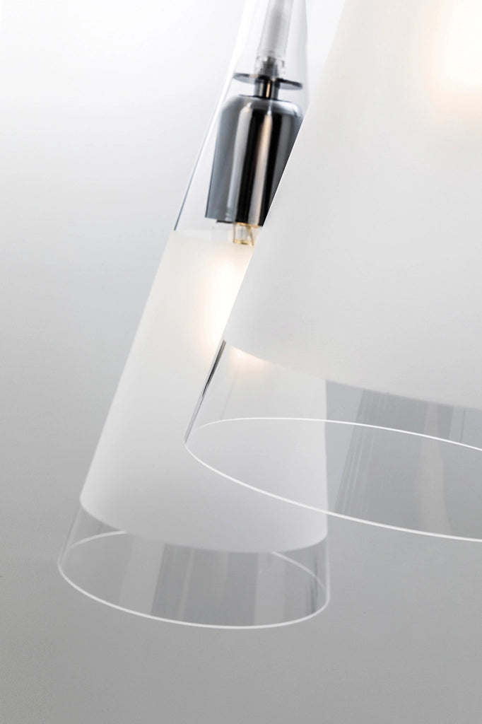 Lampada a sospensione singola RENOIR - Struttura in Metallo Cromato e Diffusore in Vetro Soffiato Bianco Satinato, Attacco E27, IP20 - Rossini