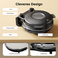 Forno pizza elettrico Ø32cm max 400°, con pietra refrattaria, vetro di controllo e timer