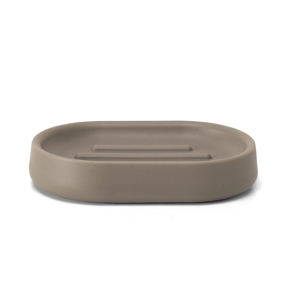 Porta sapone bagno tortora design tondo in plastica Pop