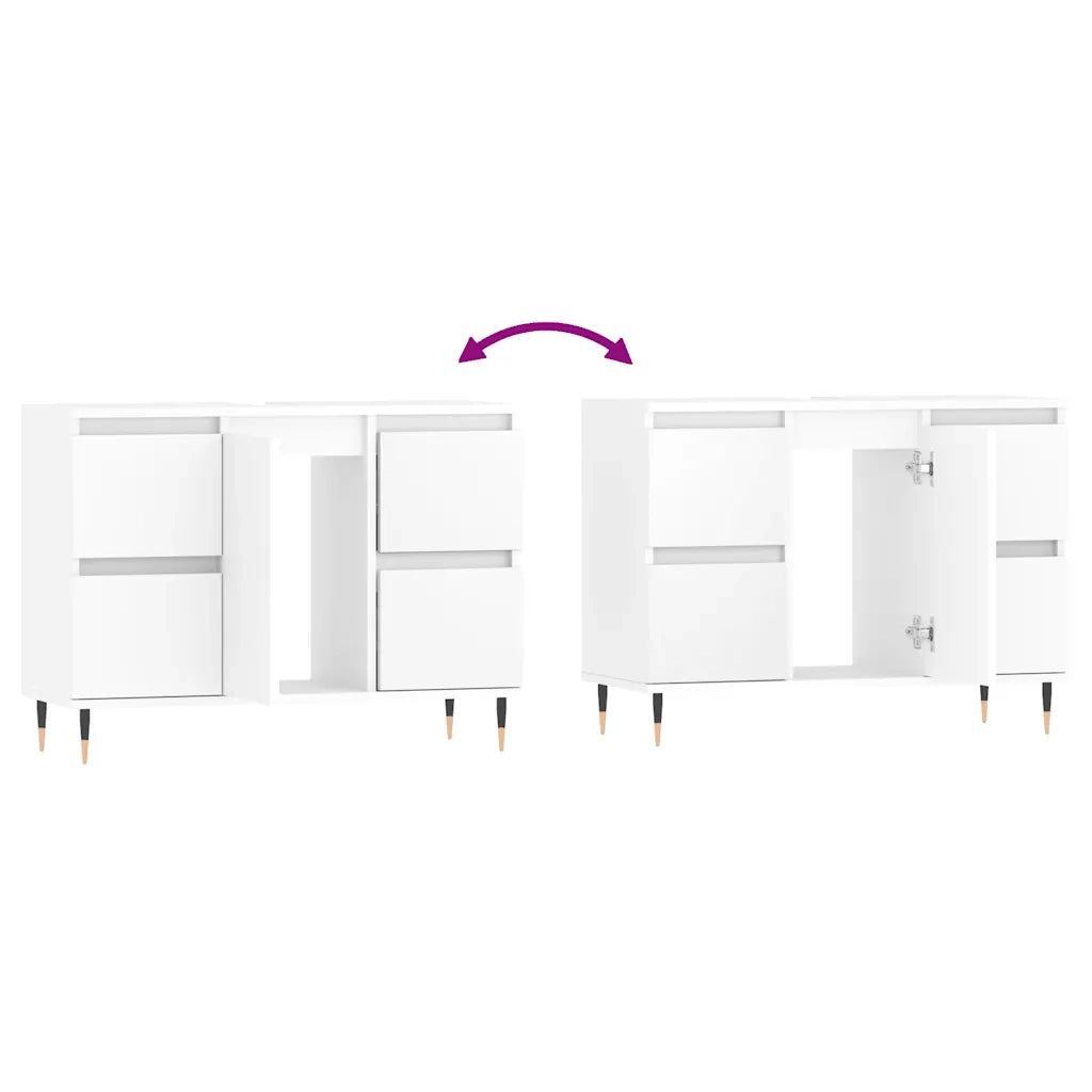 Mobile da Bagno Bianco 80x33x60 cm in Legno Multistrato 831644
