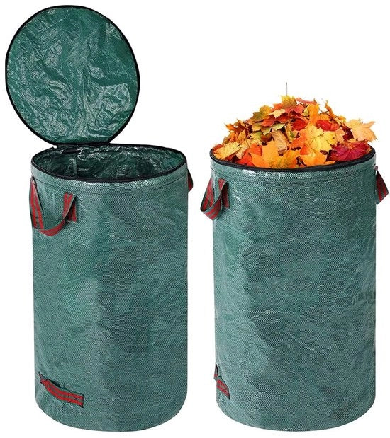 Sacchetto di Rifiuto per Giardino 120 Litri - Sacchetto di Rifiuto per Giardino con Maniglie - Sacchetto di Rifiuto Stabile a Forma di Cesto Verde - Riciclabile - Ecologico - Materiale di Polipropilene