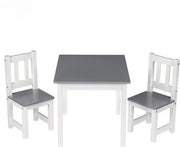 Tavolo per bambini con 2 sedie - moderno e pratico - costruzione in MDF resistente - adatto per bambini di età prescolare - grigio/bianco