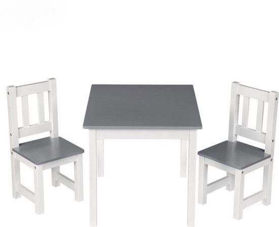 Tavolo per bambini con 2 sedie - moderno e pratico - costruzione in MDF resistente - adatto per bambini di età prescolare - grigio/bianco