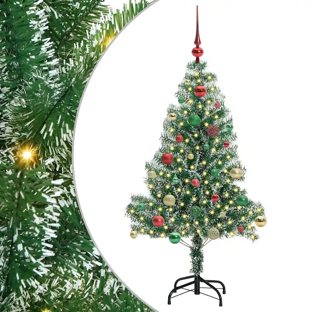Albero di Natale Artificiale Imbiancato con Luci LED 150 cm