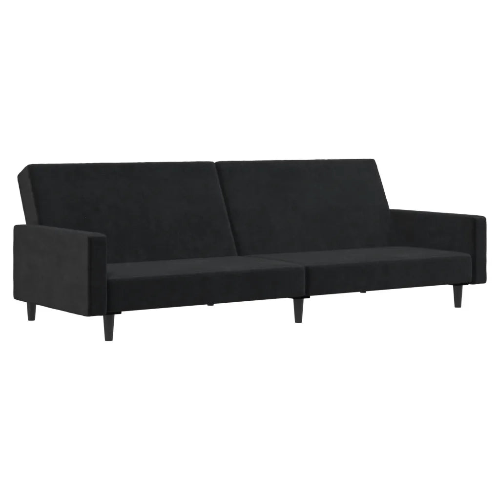 Divano Letto a 2 Posti Nero in Velluto 375740