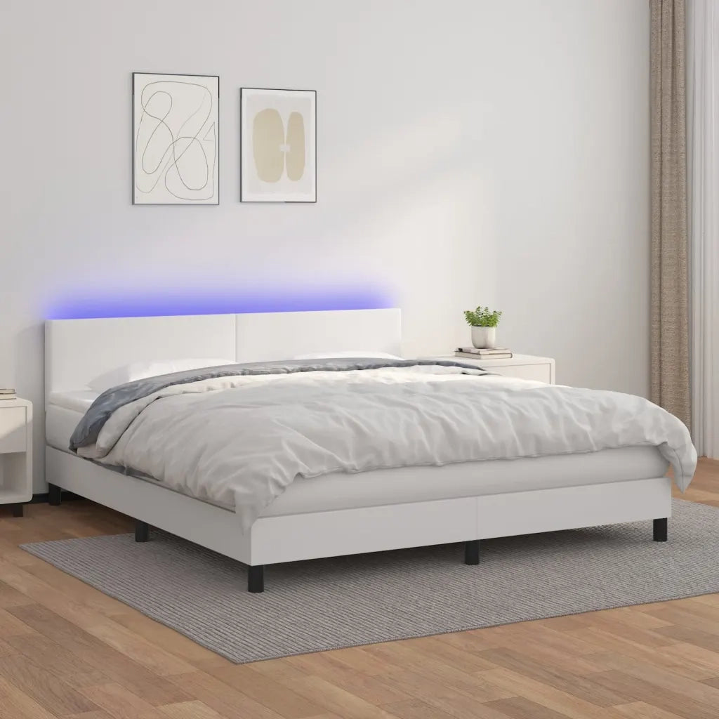 Giroletto Molle con Materasso e LED Bianco 160x200cm Similpellecod mxl 74874