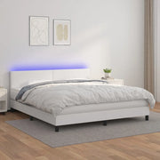 Giroletto Molle con Materasso e LED Bianco 160x200cm Similpellecod mxl 74874