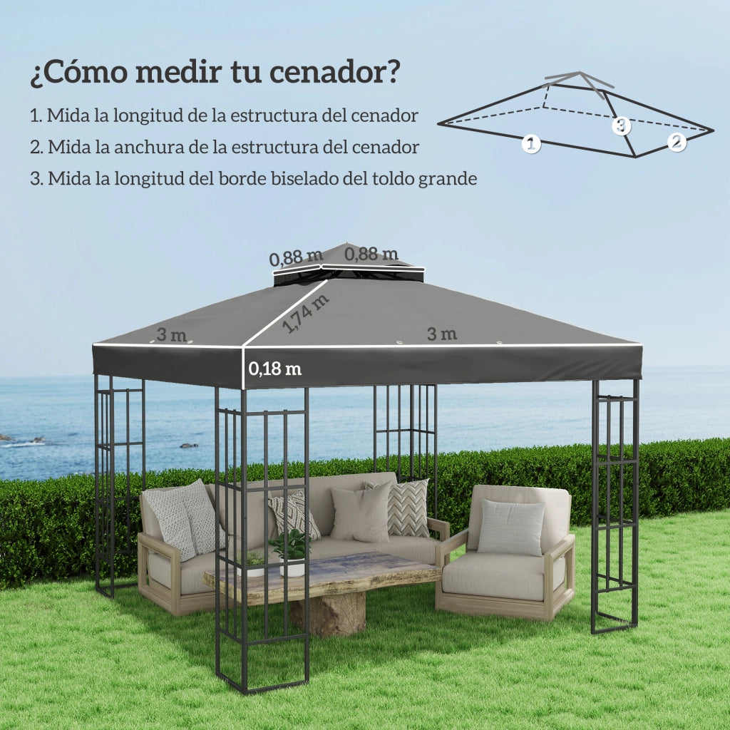 Toldo da giardino ¨C zephmum ¨C grigio scuro 3x3 m
