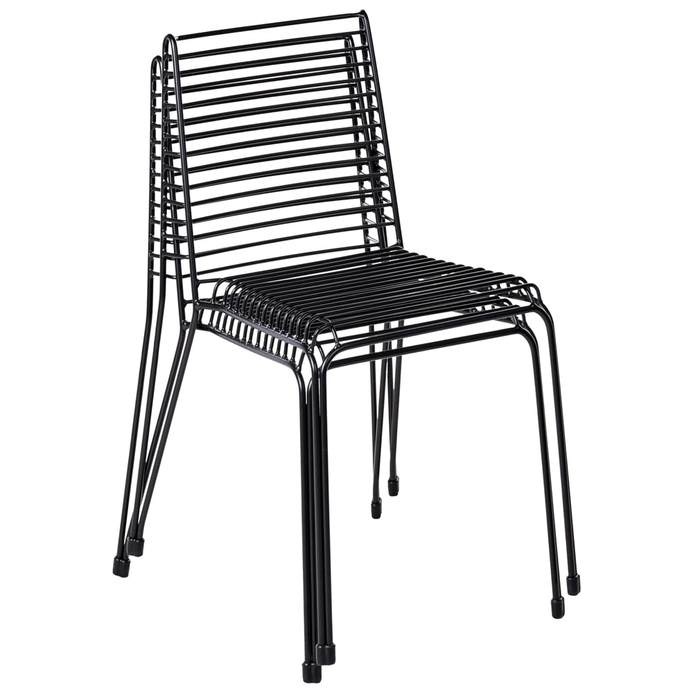 Set di 2 sedie da giardino con telaio in acciaio nero impilabili da esterno per patio stile moderno