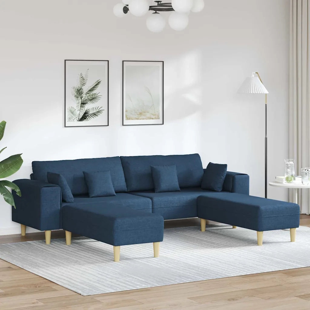 Divano in tessuto con cuscino 3 pcs Blu 208 cm Tessuto