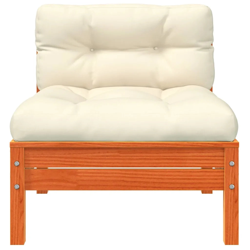 Divano Giardino con Cuscini e Poggiapiedi-Sofa da Giardino-Divanetto da esterno Legno Massello Pino
