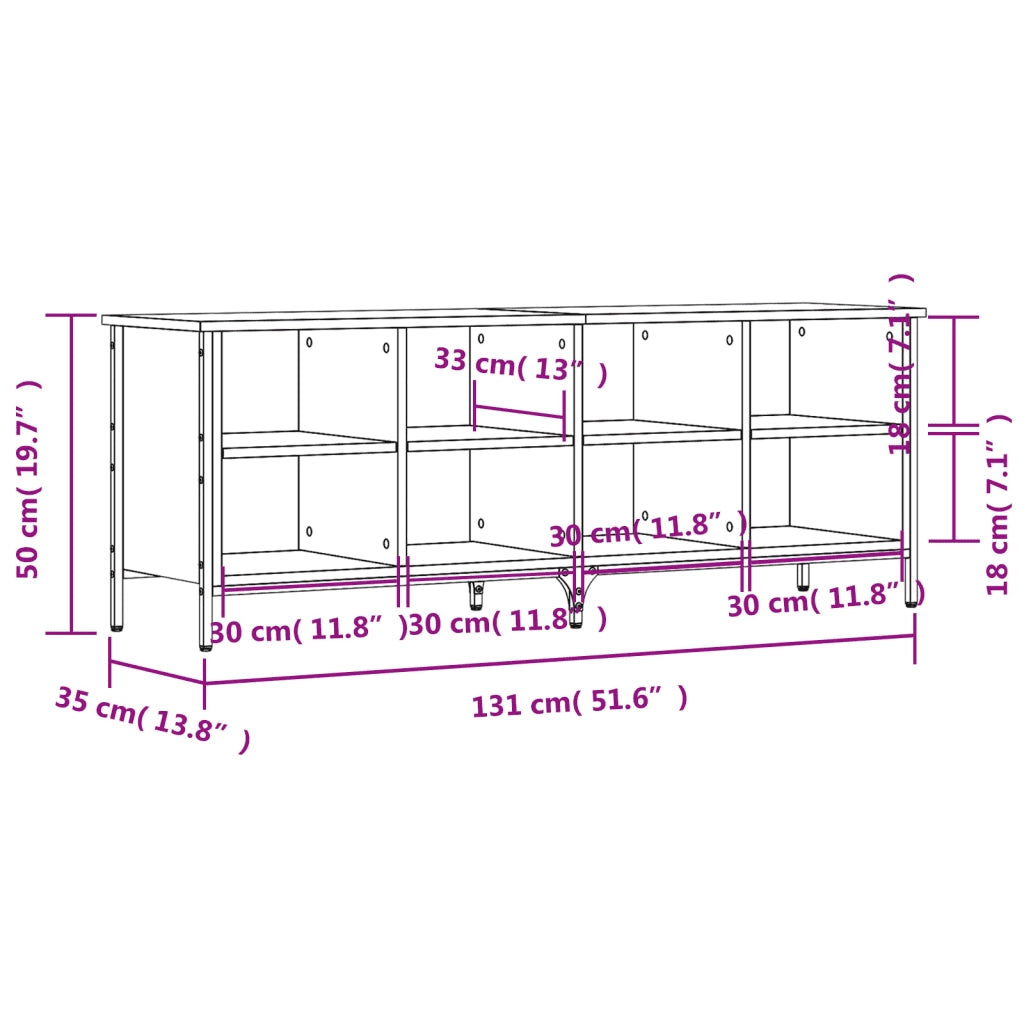 Scarpiera-Scaffale per scarpe Rovere Fumo 131x35x50 cm in Legno Multistrato