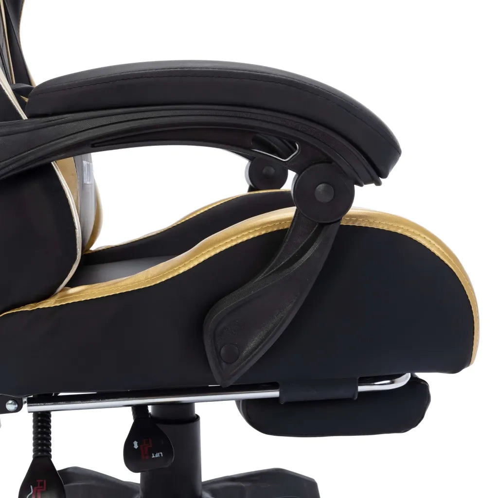 Sedia da Ufficio | Sedia da Gaming con Luci a LED RGB Oro e Nera in Similpelle