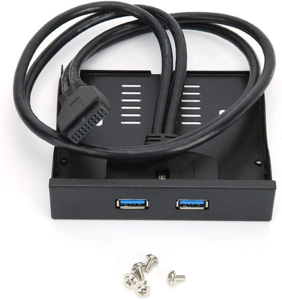 Pannello Anteriore USB 3.0 - Estensione Bay - Nero - Pannello Floppy 3,5'' - Bay per Floppy 3,5'' - 19-pins a 2 Interfaccia Hub USB 3.0