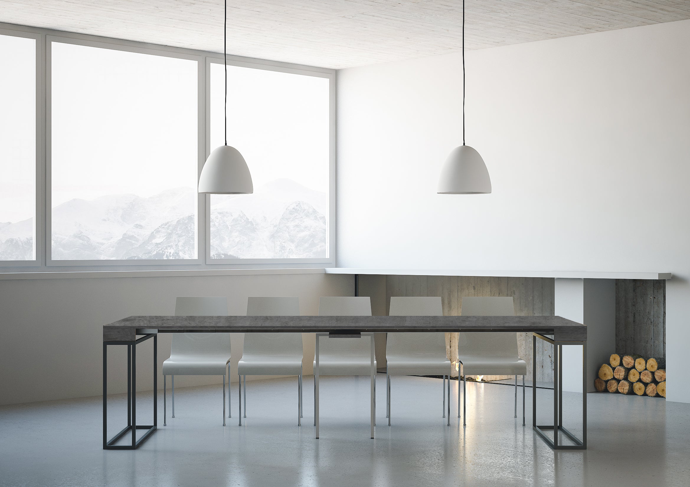 Consolle Allungabile in Legno e Ferro H77x40x90/300cm Epoca Cemento Classica