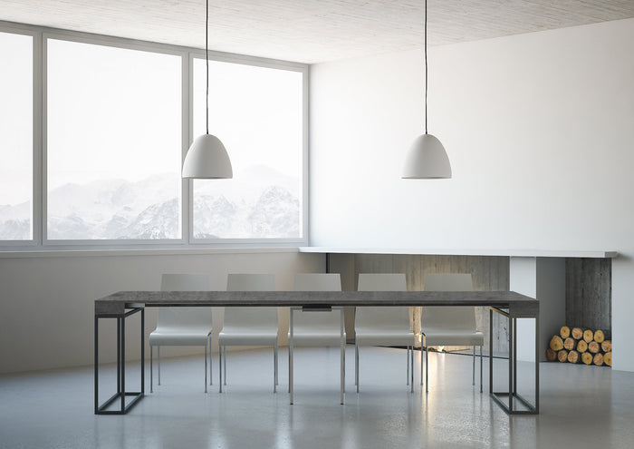 Consolle Allungabile in Legno e Ferro H77x40x90/300cm Epoca Cemento Classica