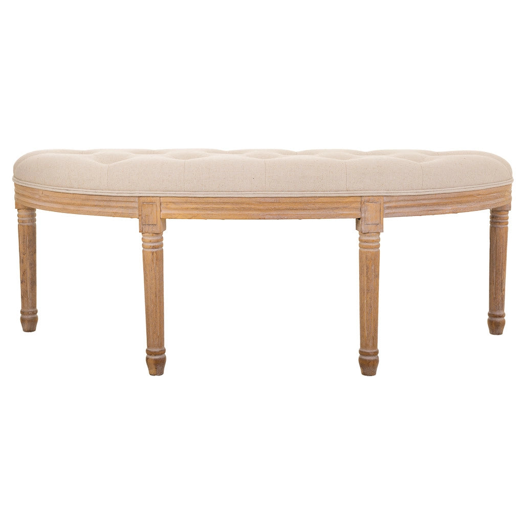 Sgabello antico in legno color panna 125x45x48h