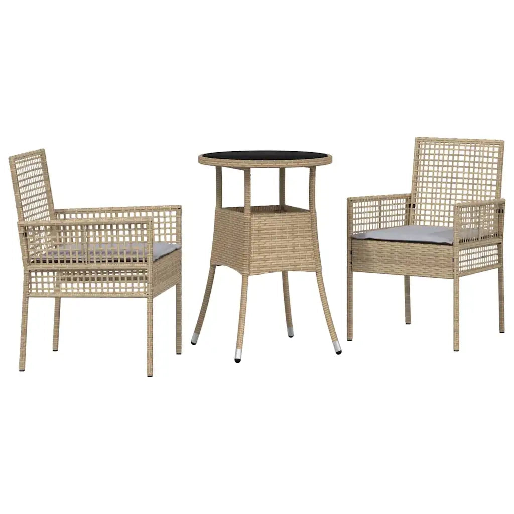 Set da Pranzo per Giardino 3 pcs Beige polyrattan 3334947