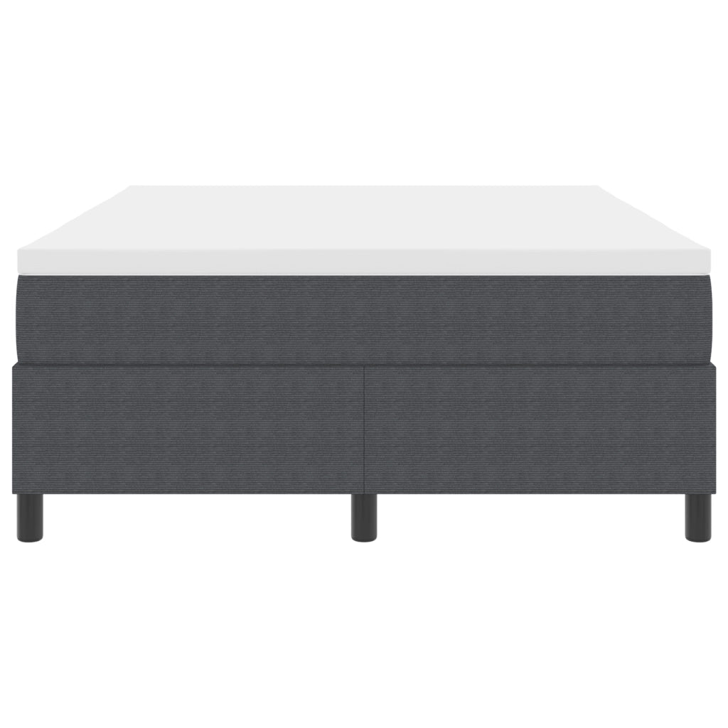 Letto Box Spring con Materasso Grigio Scuro 140x200 cm Tessuto in Velluto a Coste