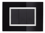 Placca Delux Vetro 503 3M Nero Compatibile con Vimar Arke'