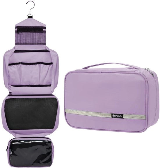 Toilette Portatile, Borsa Cosmetica Opvoluta e Impermeabile, Bagno per Uomo e Donna (L - Blu Pastello, Grande)