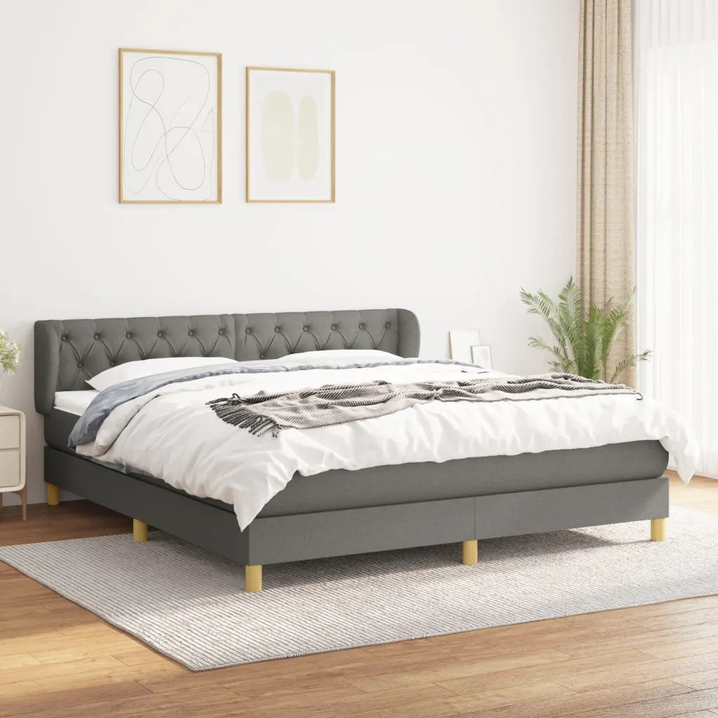 Giroletto a Molle con Materasso Grigio Scuro 160x200 cm Tessuto 3127054