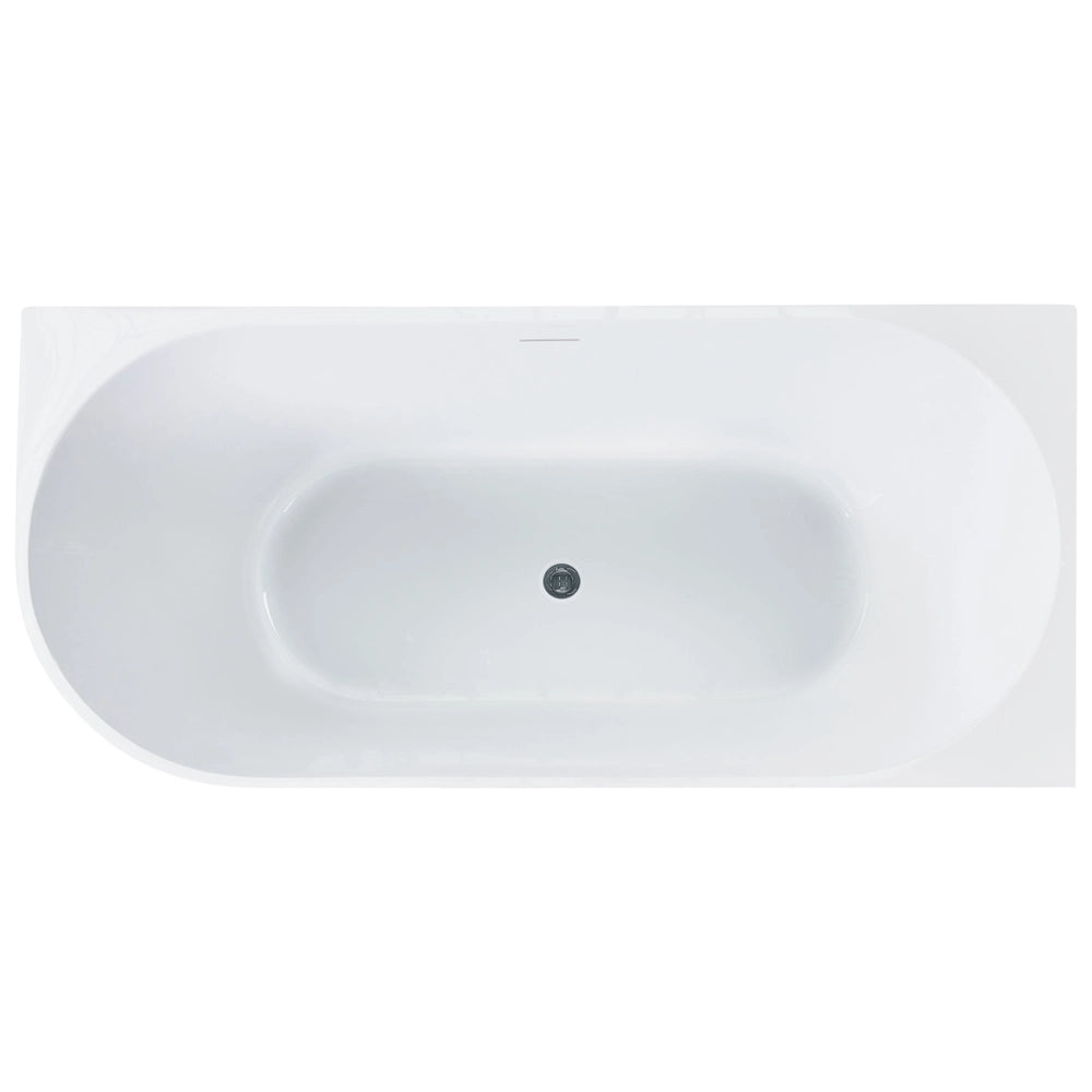 Vasca da bagno angolare sinistra in acrilico bianco lucido 170 x 80 cm Controllo del troppopieno Bagno in stile moderno