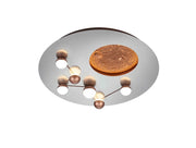 Plafoniera LED effetto lunare, metallo, acciaio e caffè, D 50 cm, Zodiac