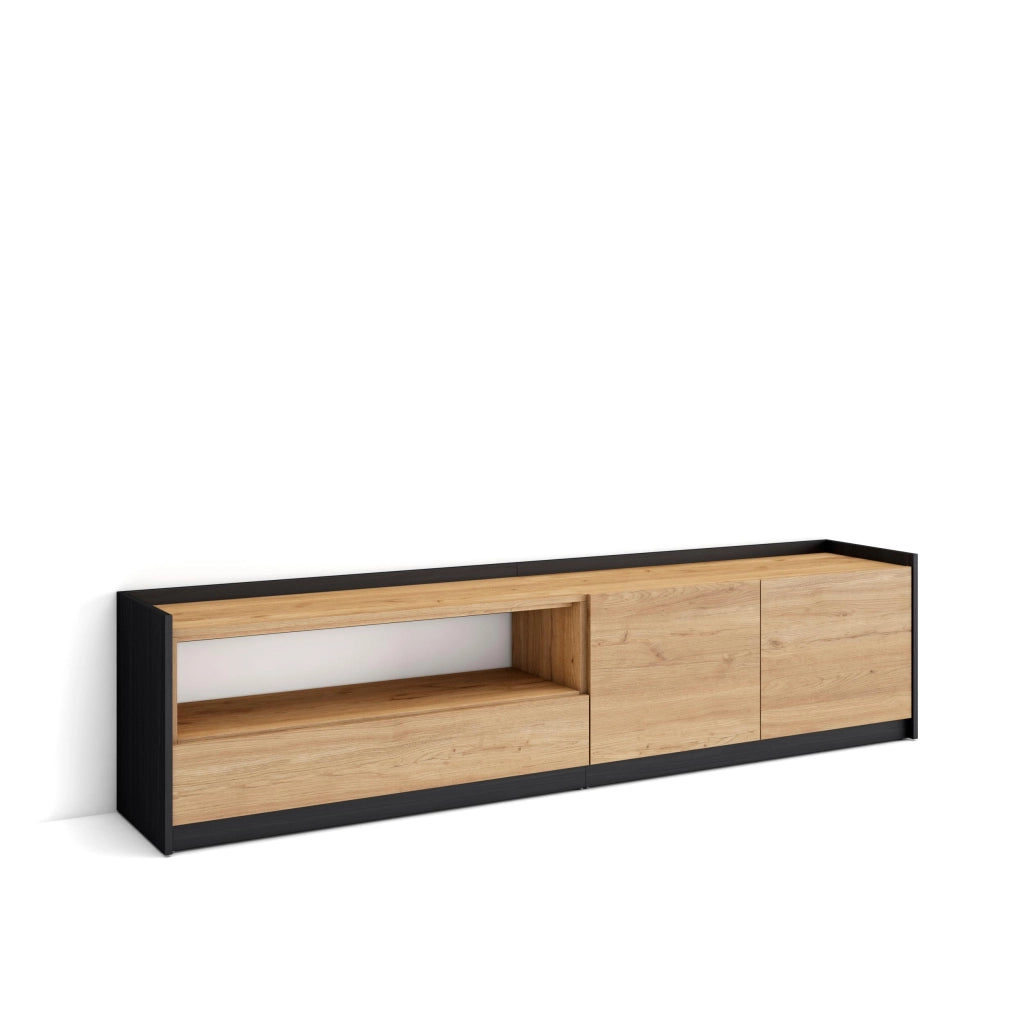 Mobile TV Soggiorno, 207x50x37 cm, Per TV fino a 80", Mobile Soggiorno, Rovere e nero