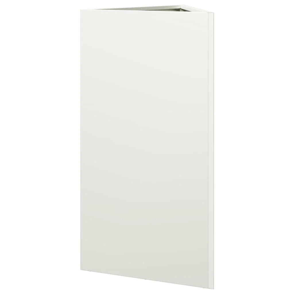 Fioriera rialzata triangolare per piante fiori e patio/giardino 40 x 34,5 x 70 cm acciaio bianco 02_0038809