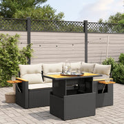 Set Divani da Giardino 5 pz con Cuscini in Polyrattan Nero 3273499