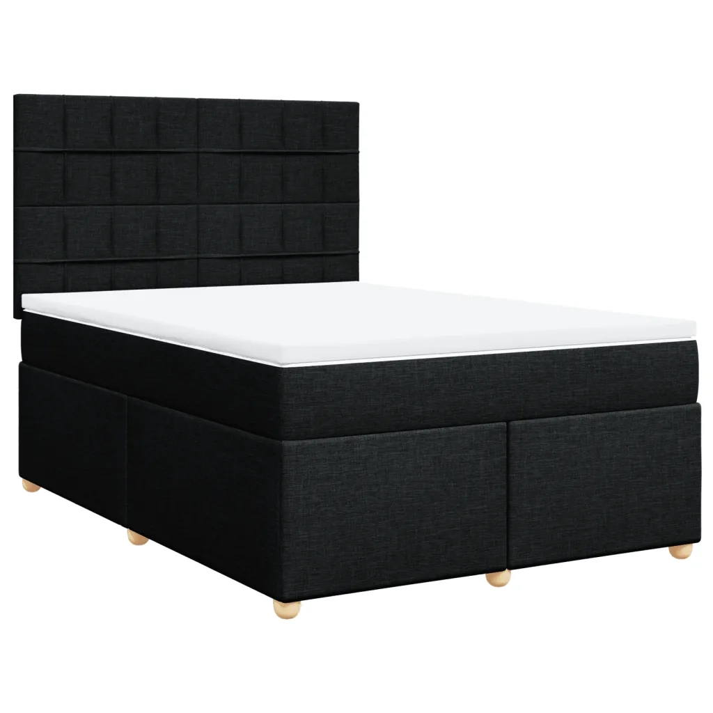 Giroletto a Molle con Materasso Nero 160x200 cm in Tessuto