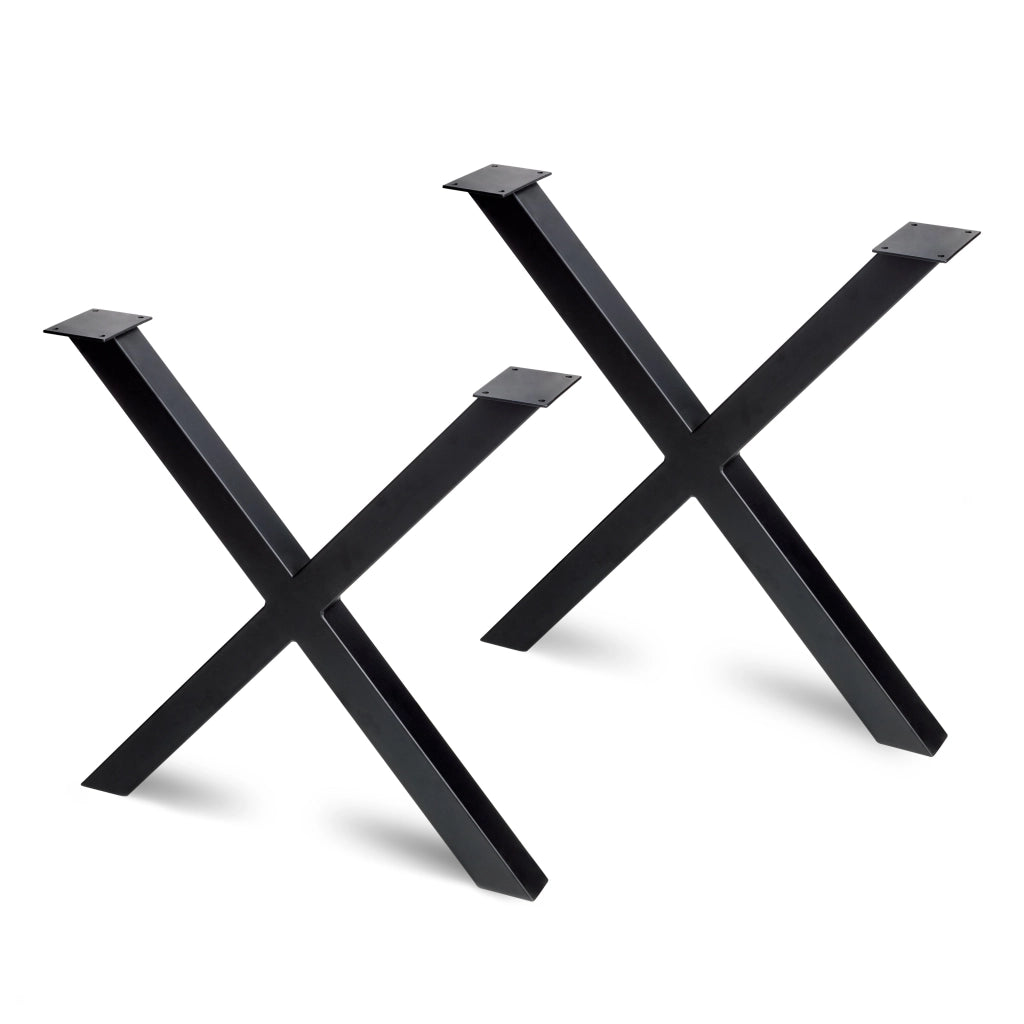 Set Gambe Cross per Tavolo H695 Verniciato Nero Acciaio Emuca