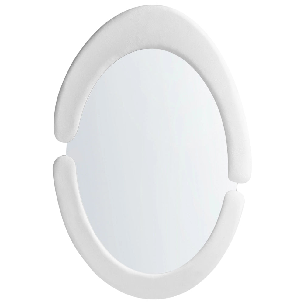 Specchio da parete in MDF bianco con cornice in vetro 53 x 89 cm Forma irregolare Decorativo a parete Pezzo d'arredo Stile moderno