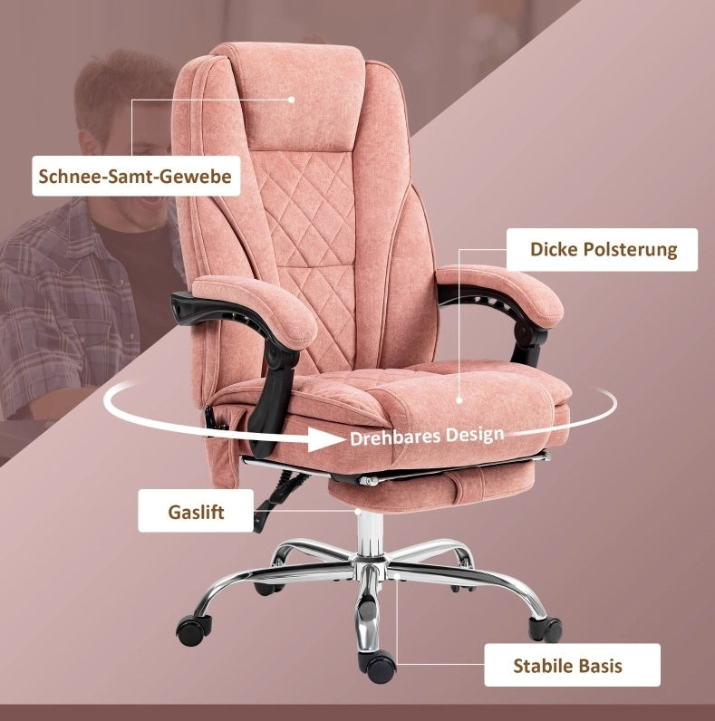 Sedia da ufficio ergonomica con massaggio e calore, rosa