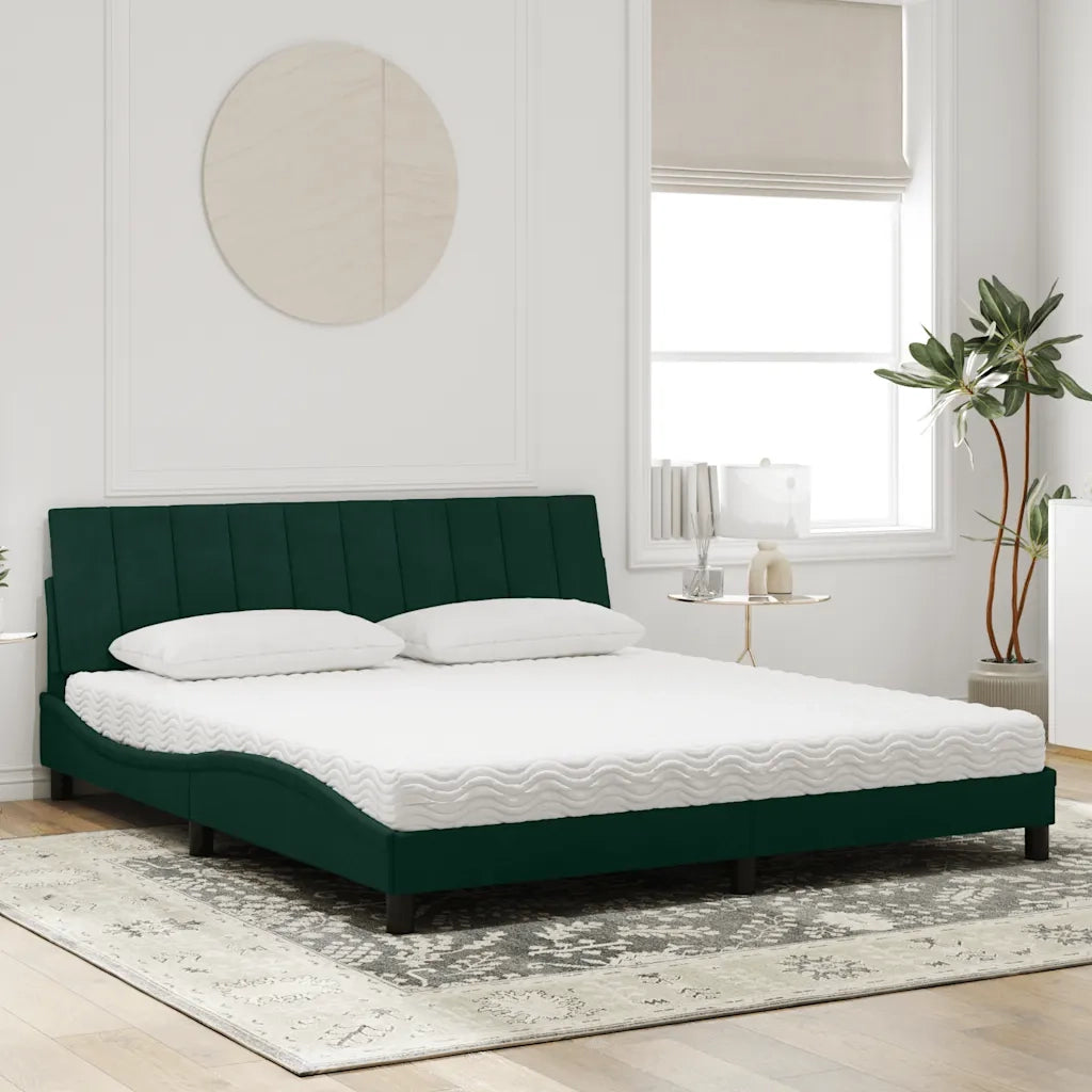 Letto con Materasso Verde Scuro 180x200 cm in Velluto