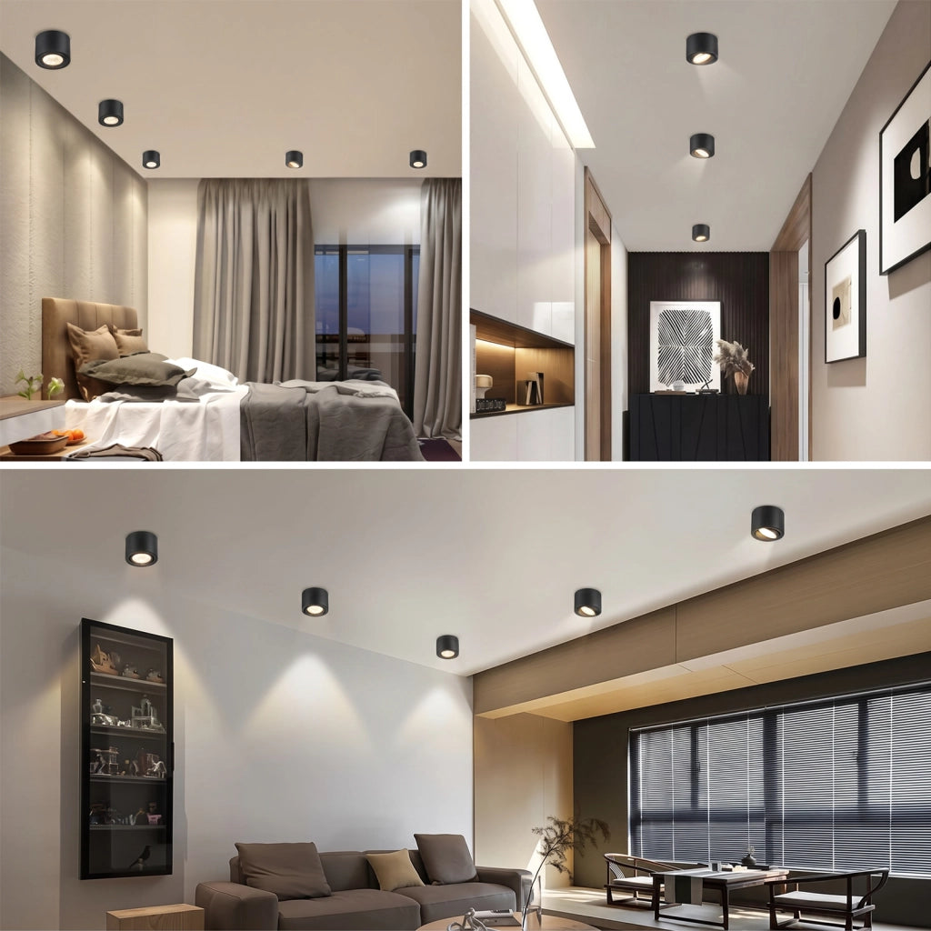 ZMH Faretto da soffitto LED dimmerabili neri ultra piatti orientabili 30 gradi 4W rotondi confezione 4 pezzi