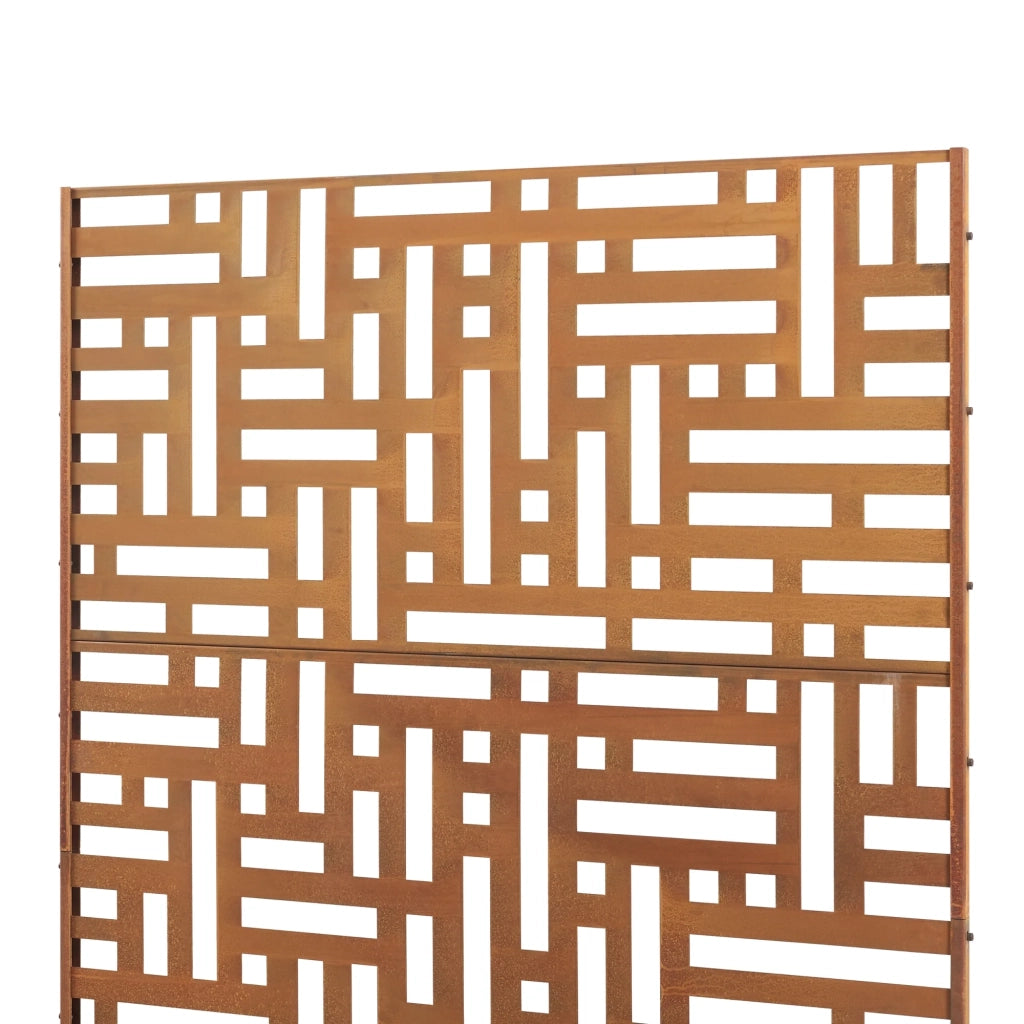 Parete divisoria per uso esterno e interno 180 x 120 x 40 cm acciaio zincato finitura ruggine 03_0009273