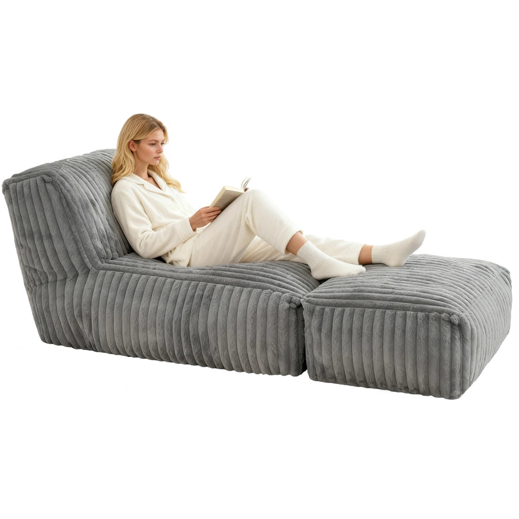 Divano modulare con supporto ergonomico e fibbie antiscivolo in flanella grigio chiaro