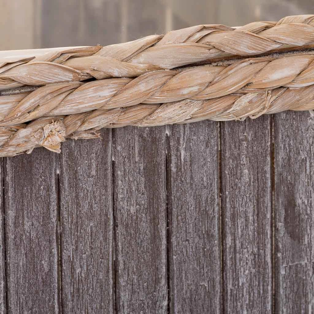 Set di 3 cestini ovali in legno grigio