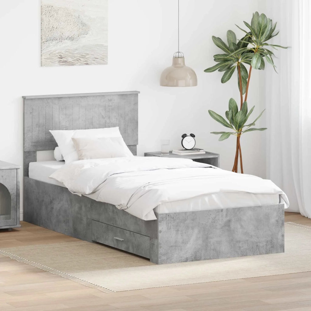 Struttura del letto con testiera Grigio cemento 90 x 200 cm 3410943