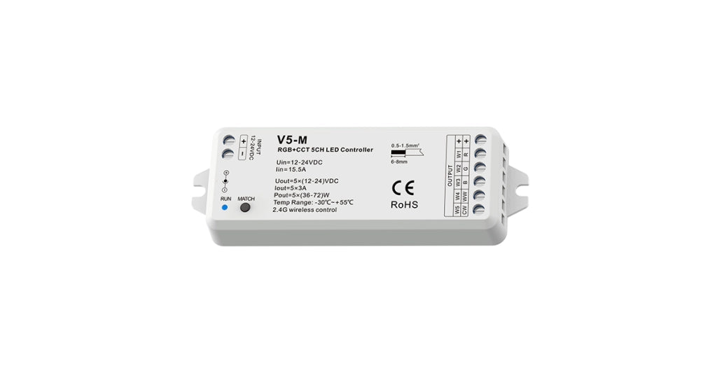 Centralina Controller con Telecomando RGB + CCT LED 12-24v V5-M+R17