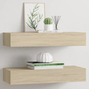 Scaffali con Cassetti da Parete 2 pz Rovere 60x23,5x10 cm MDF 330262