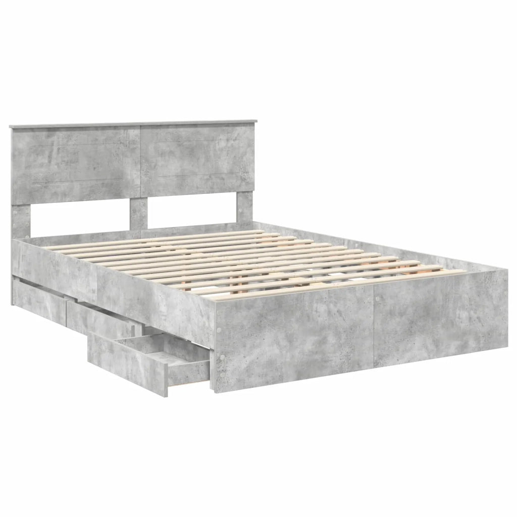 Struttura del letto con cassetto Grigio cemento 160 x 200 cm 3407966