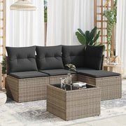 Set Divano da Giardino 5 pz con Cuscini Grigio in Polyrattancod mxl 87609